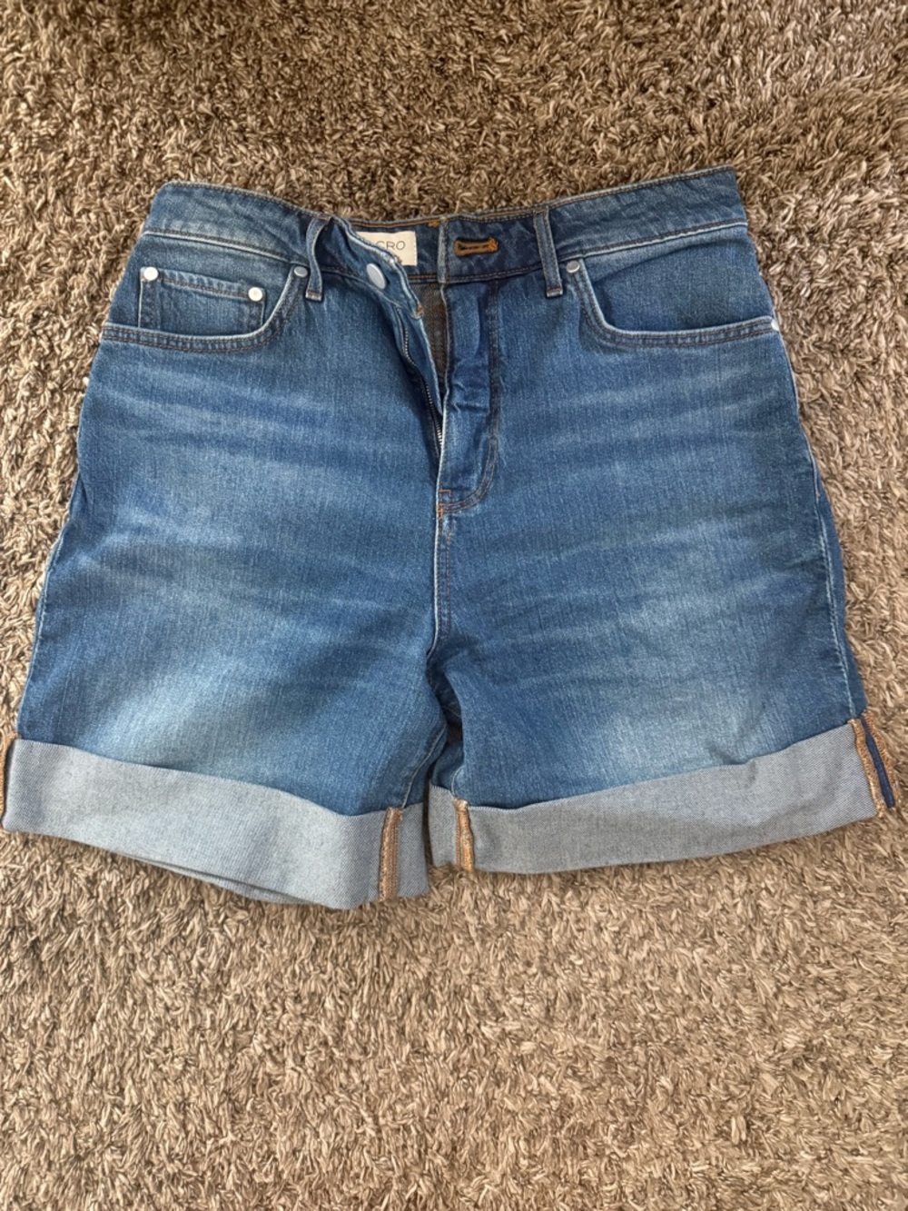 Pilcro Medium Blue Rolled-Hem Denim Shorts